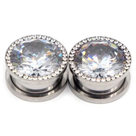 Auskarai tuneliai Diamond White Plus, 2vnt; 8mm, 10mm, 12mm, 14mm