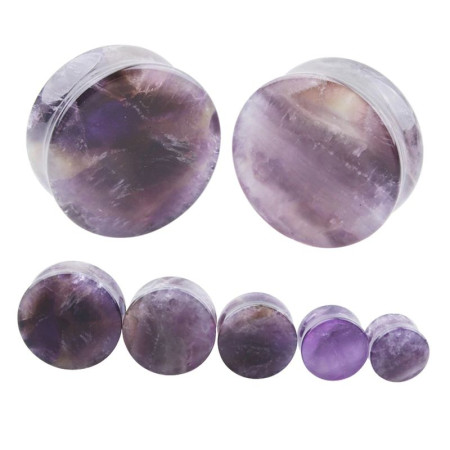 Auskarai tuneliai Stone Purple 2vnt; 6mm, 8mm, 10mm, 12mm, 14mm, 16mm