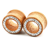 Auskarai tuneliai mediniai Wood Classic Diamond, 2 vnt; 8mm, 10mm, 12mm, 14mm, 16mm