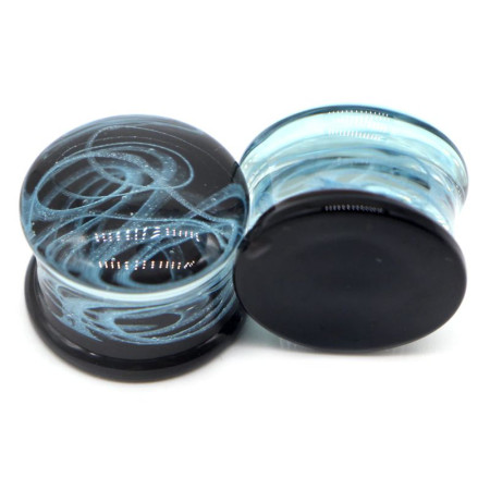 Auskarai tuneliai Glass Steam Blue 2vnt; 8mm, 10mm, 12mm, 14mm