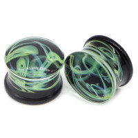 Auskarai tuneliai Glass Steam Green 2vnt; 8mm, 10mm, 12mm, 14mm