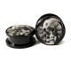 Auskarai tuneliai Acryl Time Skull, 2vnt; 8mm, 10mm, 12mm, 14mm, 16mm