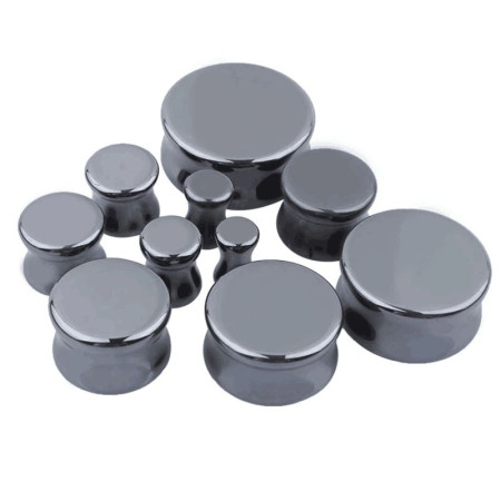 Auskarai tuneliai Hematite 2vnt; 6mm, 8mm, 10mm, 12mm, 14mm, 16mm