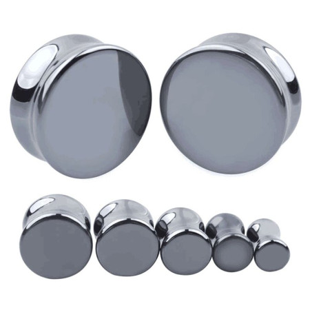 Auskarai tuneliai Hematite 2vnt; 6mm, 8mm, 10mm, 12mm, 14mm, 16mm