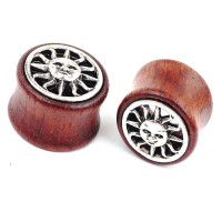 Auskarai tuneliai mediniai Wood Sun, 2 vnt; 8mm, 10mm, 12mm, 14mm, 16mm, 18mm, 20mm