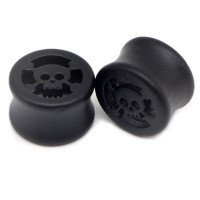 Auskarai tuneliai mediniai Black Wood Skull, 2 vnt; 8mm, 10mm, 12mm, 14mm, 16mm, 18mm