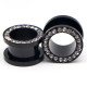 Auskarai tuneliai Black Crystal, 2vnt; 8mm, 10mm, 12mm, 14mm