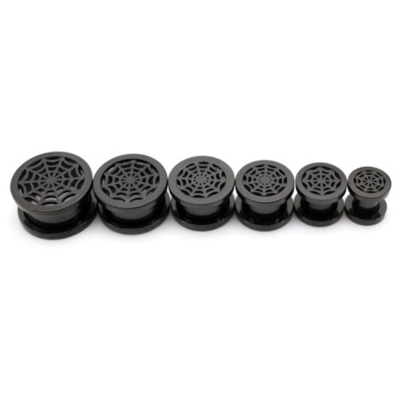 Auskarai tuneliai Net Black, 2vnt; 6mm, 8mm, 10mm, 12mm, 14mm, 16mm