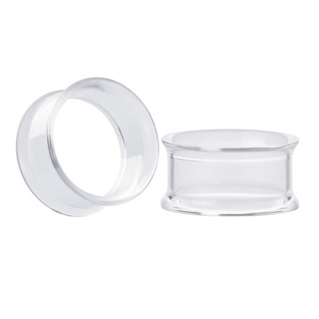 Auskarai tuneliai Transparent Acryl, 2vnt; 6mm, 8mm, 10mm, 12mm, 14mm, 16mm, 18mm, 20mm, 22mm