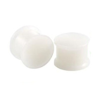 Auskarai tuneliai silikoniniai kamščiai White Plug, 2vnt; 4mm, 6mm, 8mm, 10mm, 12mm, 14mm