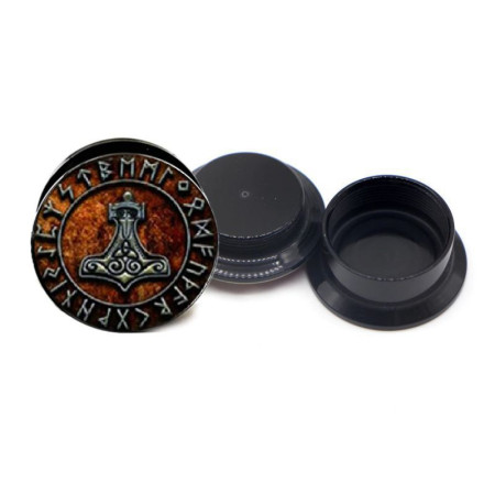 Auskarai tuneliai Acryl Viking Odin, 2vnt; 4mm, 5mm, 6mm, 8mm, 10mm, 12mm, 14mm, 16mm