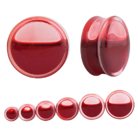 Auskarai tuneliai Acryl Liquid Blood, 2vnt; 10mm, 12mm, 14mm, 16mm, 18mm