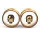 Auskarai tuneliai Skull Crystal Gold, 2vnt; 8mm, 10mm, 12mm, 14mm, 16mm