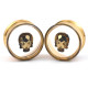 Auskarai tuneliai Skull Crystal Gold, 2vnt; 8mm, 10mm, 12mm, 14mm, 16mm