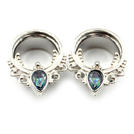 Auskarai tuneliai Teardrop Silver, 2 vnt; 8mm, 10mm, 12mm, 14mm, 16mm