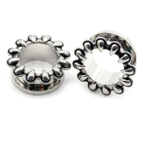 Auskarai tuneliai Claws Silver, 2vnt; 8mm, 10mm, 12mm, 14mm, 16mm, 19mm, 22mm
