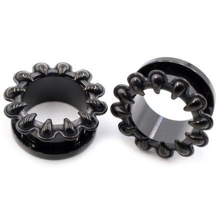 Auskarai tuneliai Claws Black, 2vnt; 8mm, 10mm, 12mm, 14mm, 16mm, 19mm, 22mm