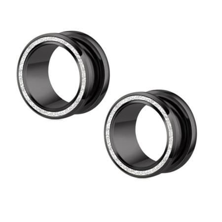 Auskarai tuneliai Steel Planet Black, 2vnt; 6mm, 8mm, 10mm, 12mm, 14mm, 16mm