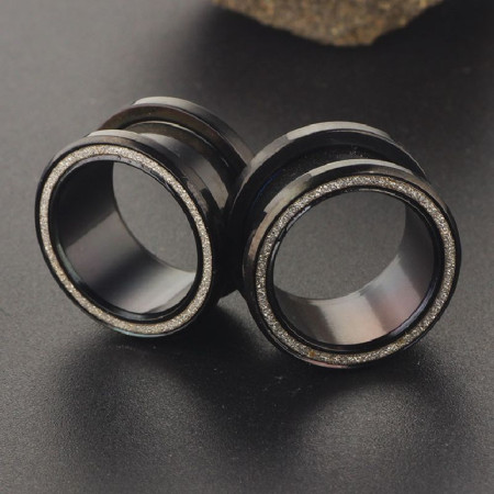 Auskarai tuneliai Steel Planet Black, 2vnt; 6mm, 8mm, 10mm, 12mm, 14mm, 16mm