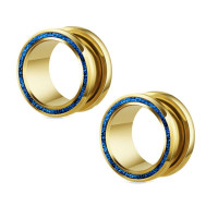 Auskarai tuneliai Steel Planet Gold, 2vnt; 6mm, 8mm, 10mm, 12mm, 14mm, 16mm