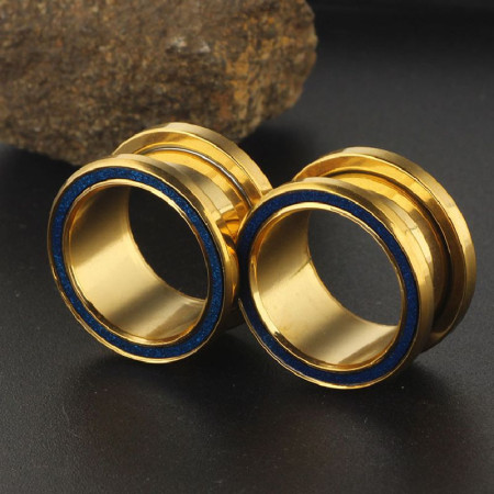 Auskarai tuneliai Steel Planet Gold, 2vnt; 6mm, 8mm, 10mm, 12mm, 14mm, 16mm