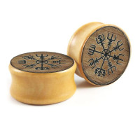 Auskarai tuneliai mediniai Wood Viking, 2 vnt; 8mm, 10mm, 12mm, 14mm, 16mm