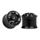Auskarai tuneliai 3D Space Black, 2vnt; 6mm, 8mm, 10mm, 12mm, 14mm, 16mm, 18mm, 20mm, 22mm, 25mm