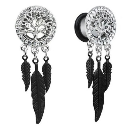Auskarai tuneliai Fear tree black, 2vnt; 8mm, 10mm, 12mm, 14mm, 16mm, 18mm