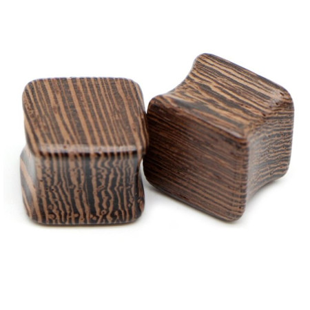 Auskarai tuneliai mediniai Wood Square, 2 vnt; 8mm, 10mm, 12mm, 14mm, 16mm, 18mm, 20mm