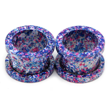Auskarai tuneliai Marble Blue, 2vnt; 6mm, 8mm, 10mm, 12mm, 14mm, 16mm