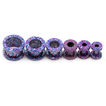 Auskarai tuneliai Marble Blue, 2vnt; 6mm, 8mm, 10mm, 12mm, 14mm, 16mm