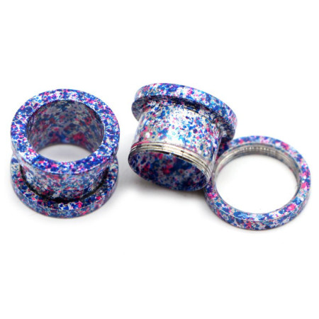 Auskarai tuneliai Marble Blue, 2vnt; 6mm, 8mm, 10mm, 12mm, 14mm, 16mm