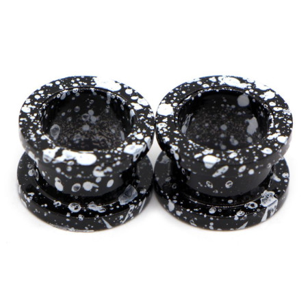 Auskarai tuneliai Marble Black, 2vnt; 6mm, 8mm, 10mm, 12mm, 14mm, 16mm