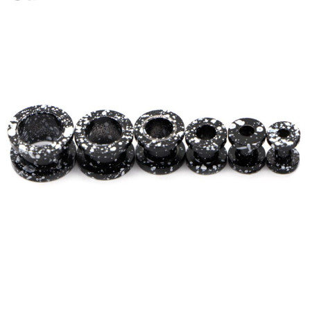 Auskarai tuneliai Marble Black, 2vnt; 6mm, 8mm, 10mm, 12mm, 14mm, 16mm