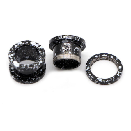 Auskarai tuneliai Marble Black, 2vnt; 6mm, 8mm, 10mm, 12mm, 14mm, 16mm