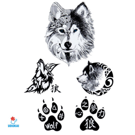 Laikina tatuiruotė Vilkai J502; 21x14cm Laikina tatuiruotė Vilkai J502; 21x14cm
