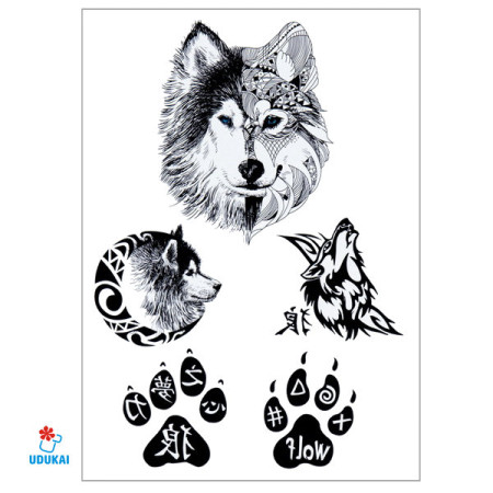 Laikina tatuiruotė Vilkai J502; 21x14cm Laikina tatuiruotė Vilkai J502; 21x14cm