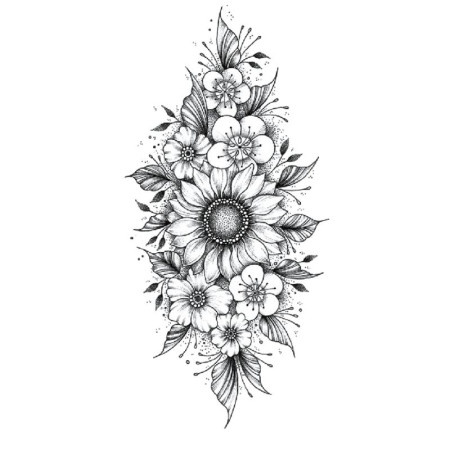 Laikina tatuiruotė Gėlės 094; 19x9cm