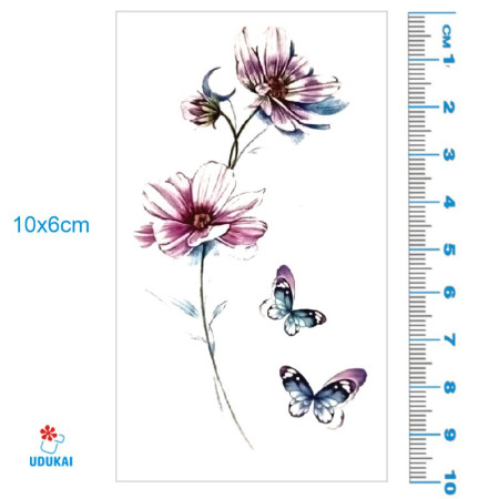 Laikina tatuiruotė Gėlės 013; 10x6cm