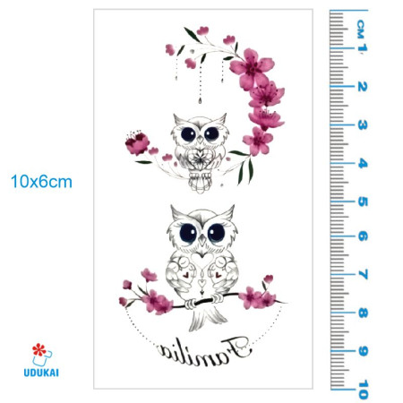 Laikina tatuiruotė Pelėdos 018; 10x6cm Laikina tatuiruotė Pelėdos 018; 10x6cm