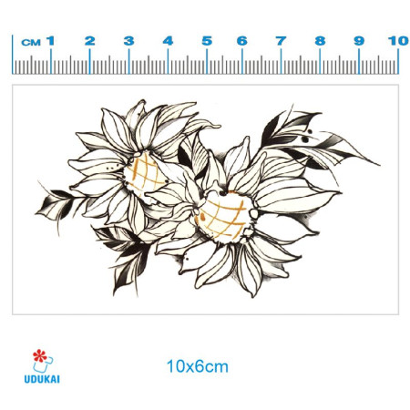 Laikina tatuiruotė Dvi gelės 039; 10x6cm