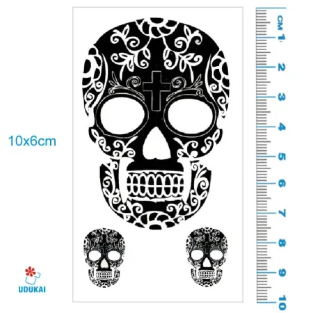 Laikina tatuiruotė Skull 33186; 10x6cm Laikina tatuiruotė Skull 33186; 10x6cm
