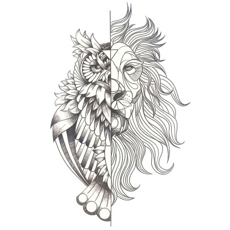 Laikina tatuiruotė Liūtas ir Pėlėda 8268; 19x12cm