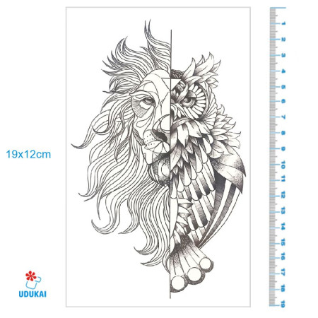 Laikina tatuiruotė Liūtas ir Pėlėda 8268; 19x12cm