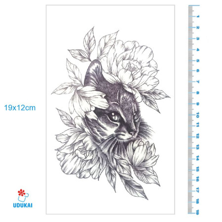 Laikina tatuiruotė Katinas 8366; 19x12cm Laikina tatuiruotė Katinas 8366; 19x12cm