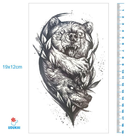 Laikina tatuiruotė Lokys ir vilkas 8389; 19x12cm