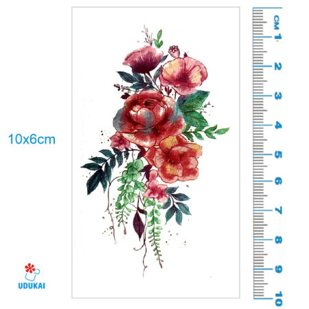 Laikina tatuiruotė Gėlės 82032; 10x6cm