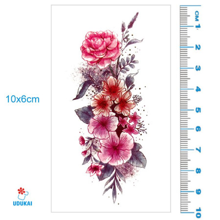 Laikina tatuiruotė Gėlės 82040; 10x6cm
