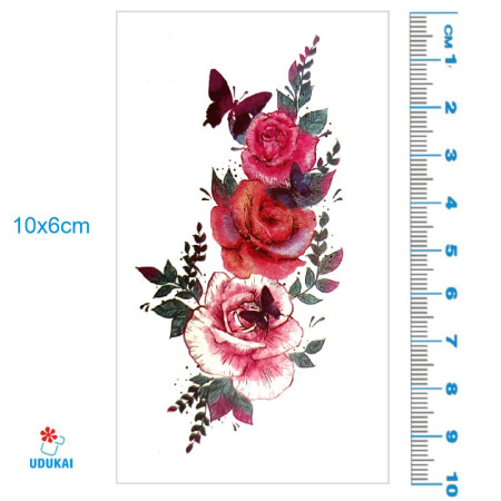 Laikina tatuiruotė Rožės 82052; 10x6cm Laikina tatuiruotė Rožės 82052; 10x6cm