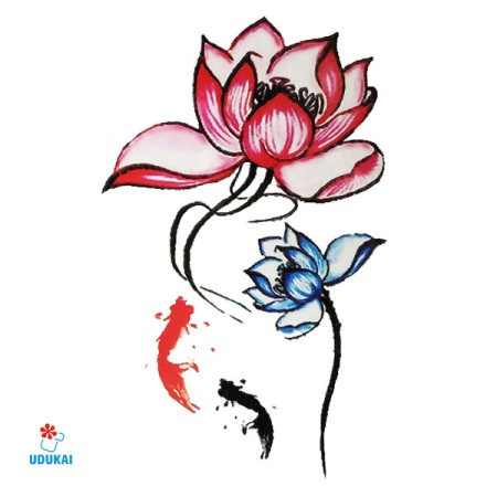 Laikina tatuiruotė Gėlės G02; 10x6cm